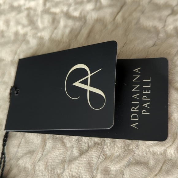 Adrianna Papell Blue Knit V Wrap Top Side Ruffle Slit Maxi Formal Dress NWT - Picture 3 of 9